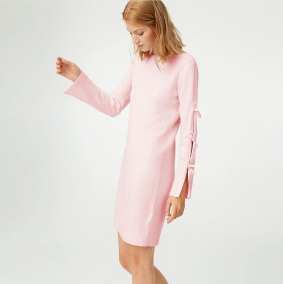 Club Monaco Dresses & Skirts - Club Monaco Nahille Pink Wool Cashmere Blend Sweater Dress with Sleeve Bows sz.M